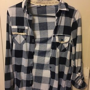 long sleeve blue flannel